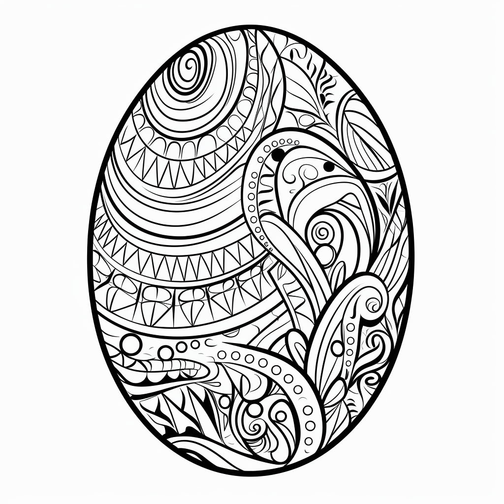 Easter Egg Silver Ornaments Cartoon Style Coloring Pages