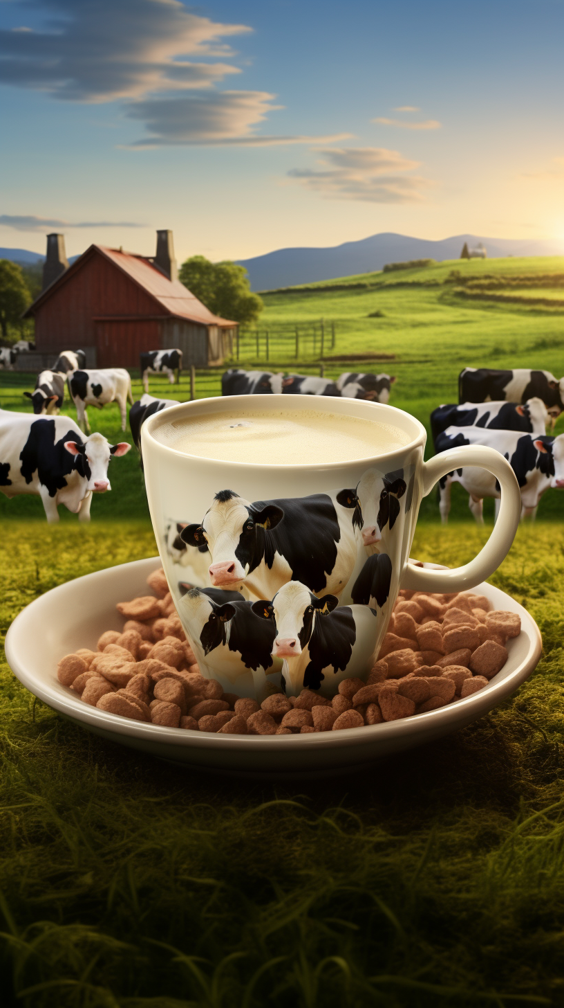 Colostrum cup with farm cows