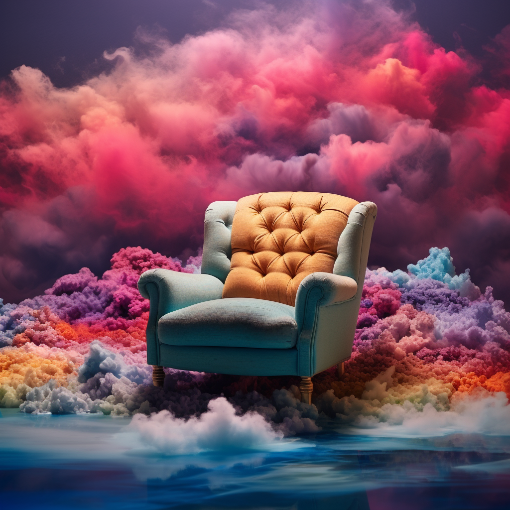 Rainbow Armchair with Clouds