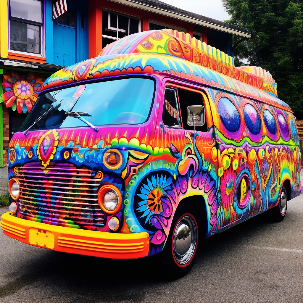 Colourful psychedelic police van