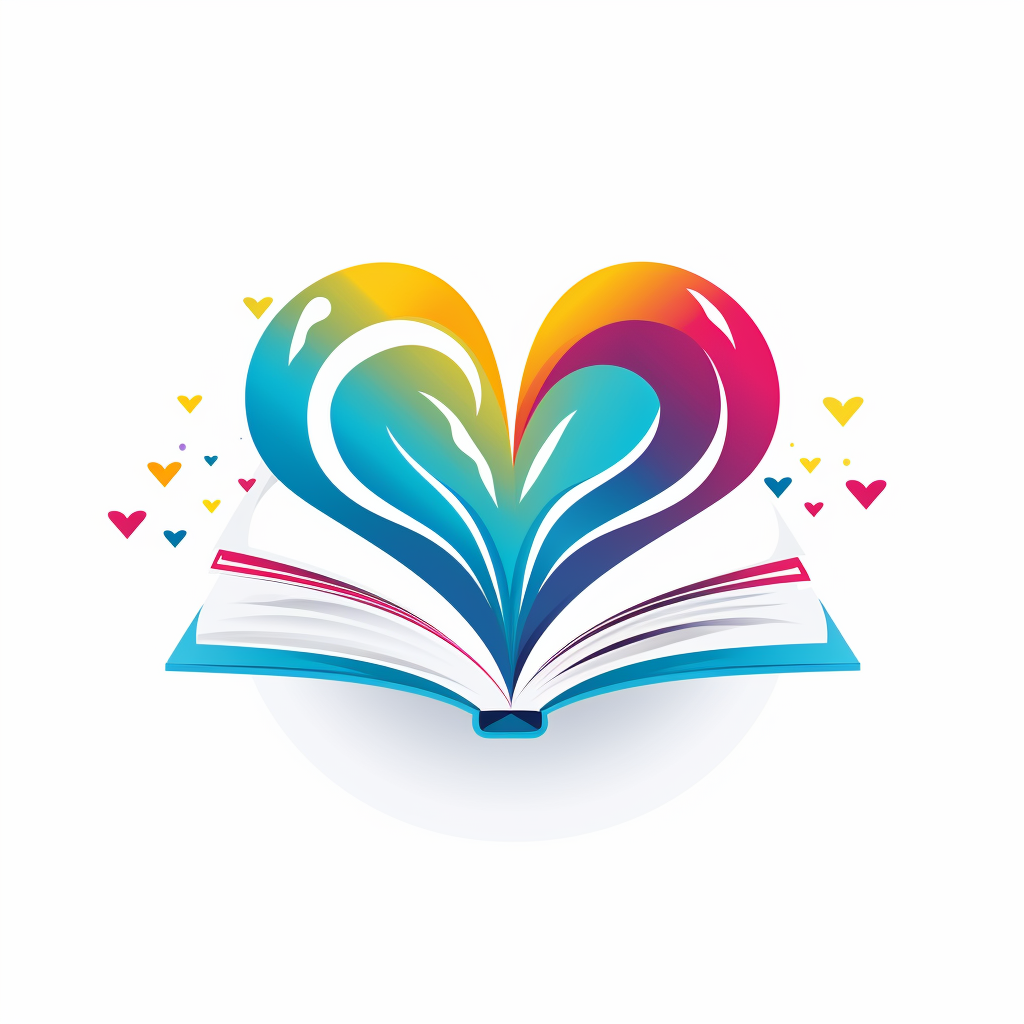 Colorful logo with open book and heart