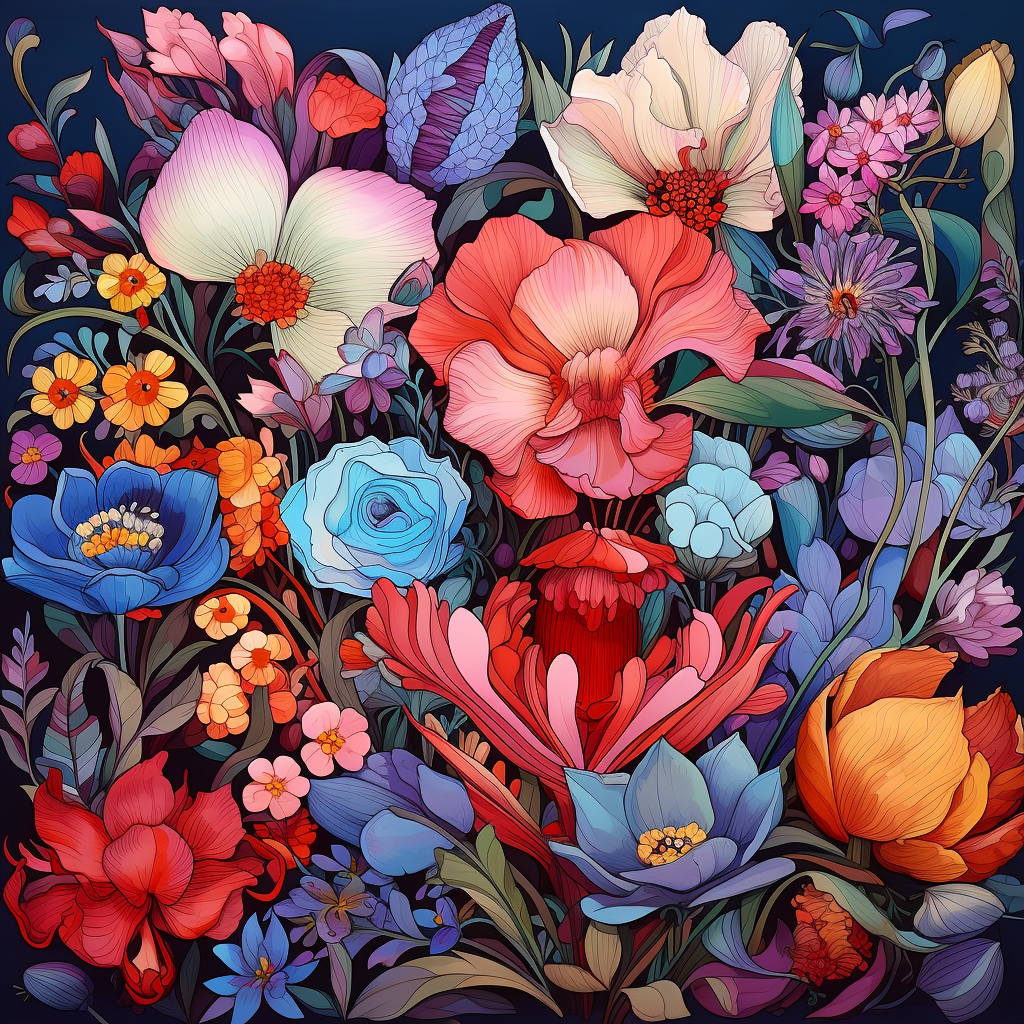 Beautiful floral illustration in vibrant colors