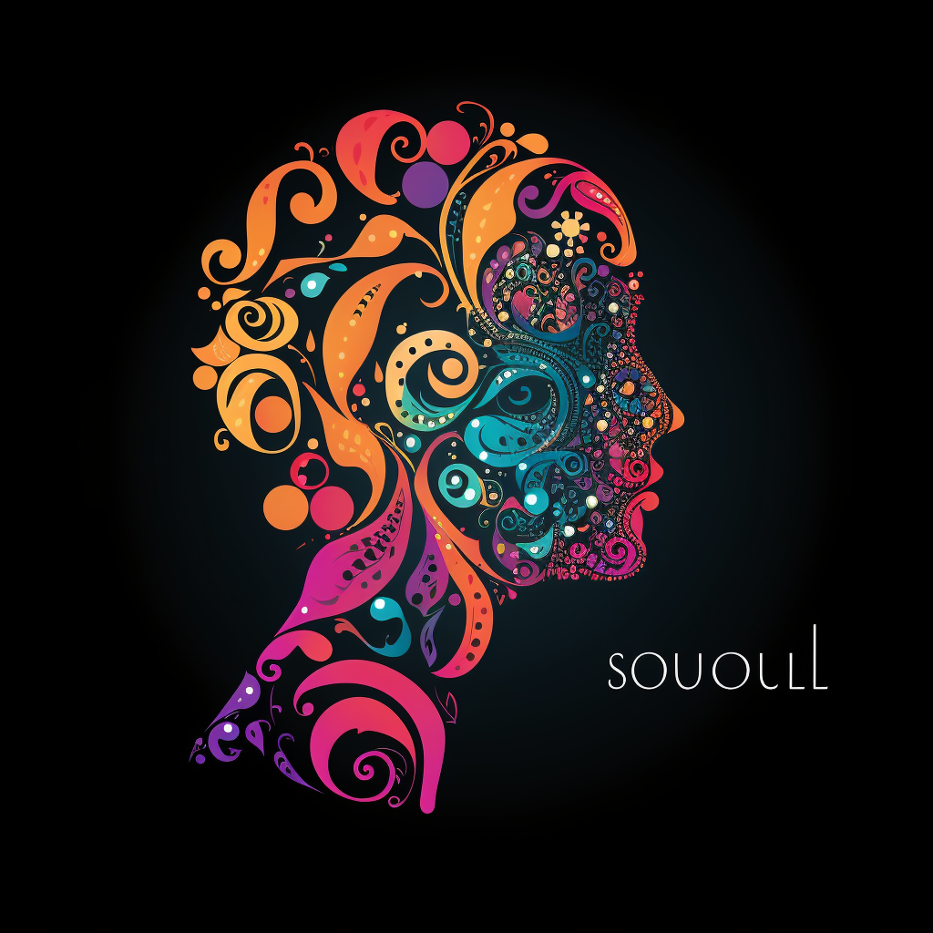 Colorful soul logo on black background