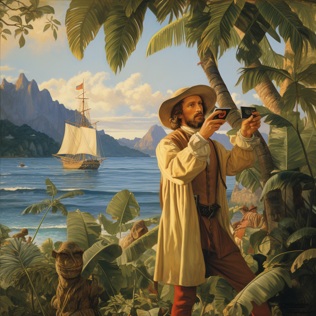 Columbus exploring lush island in search of Samoet