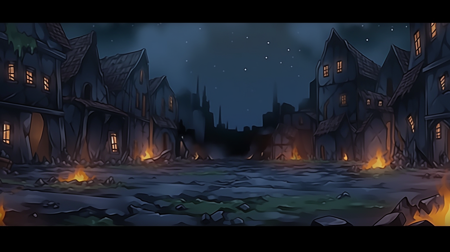 Combat background perspective view high horizon medieval town