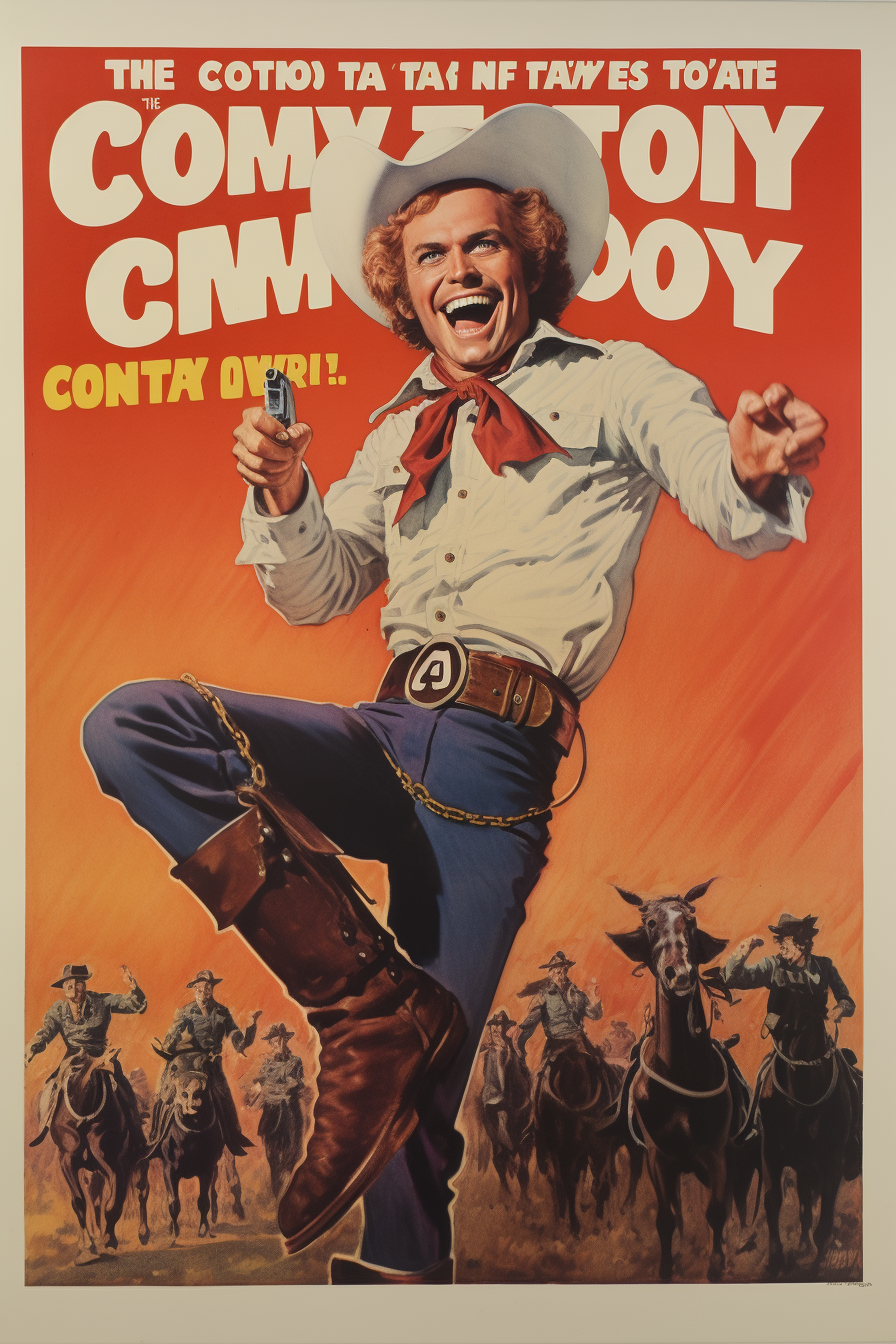 Vintage comedy cowboy movie poster