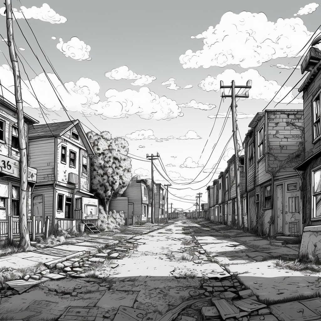 Cartoonish Urban Neighborhood Sketches