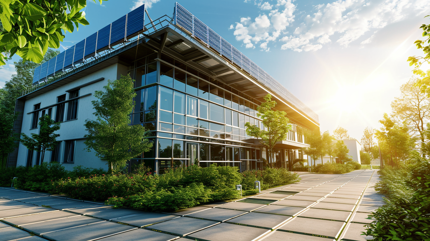 Commercial building with solar panels