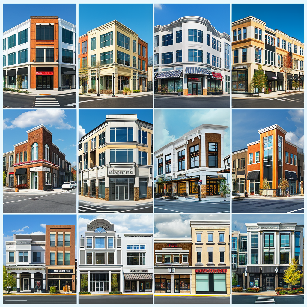 Modern commercial buildings collage