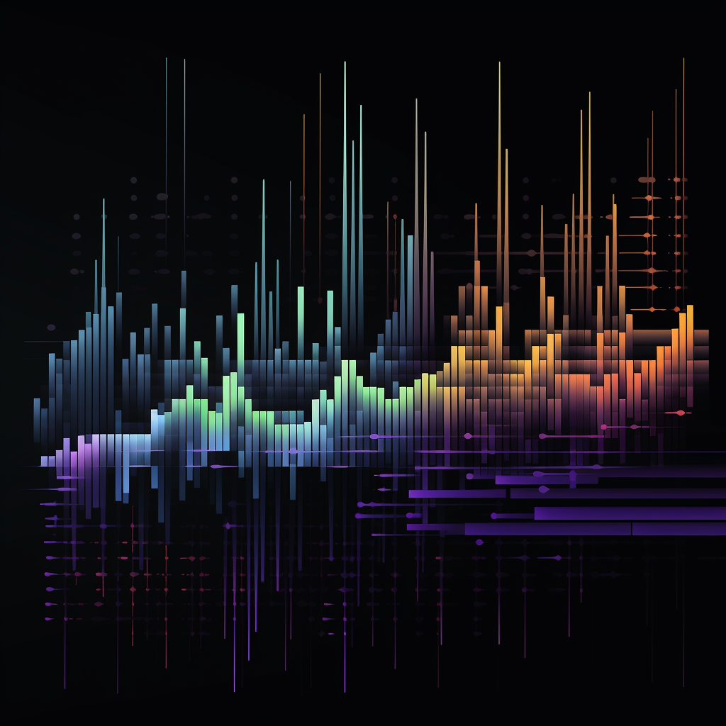 Retro audio waveform in cyberpunk style