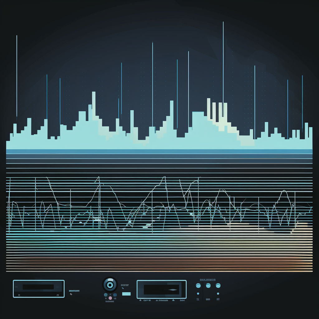 Minimalistic cyberpunk art showcasing Commodore 64 audio waveform