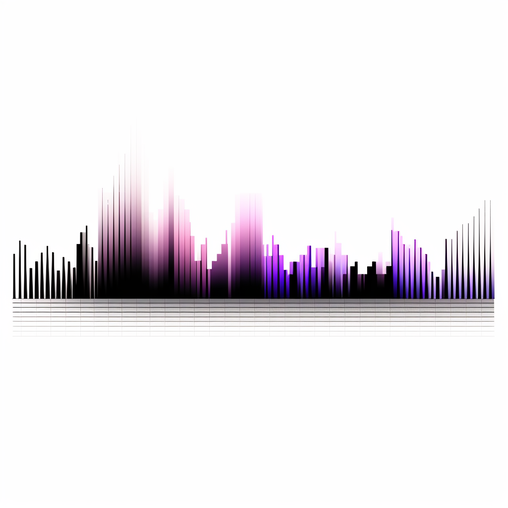 Minimalistic cyberpunk audio waveform on white background