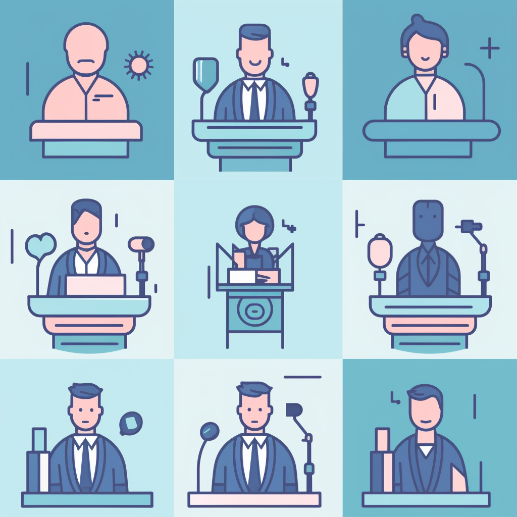 Vector-style communication icons for public speaking