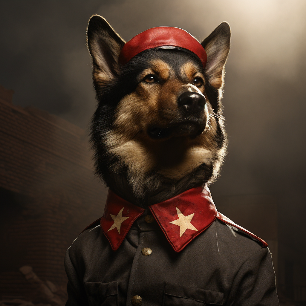 Adorable dog embracing communism