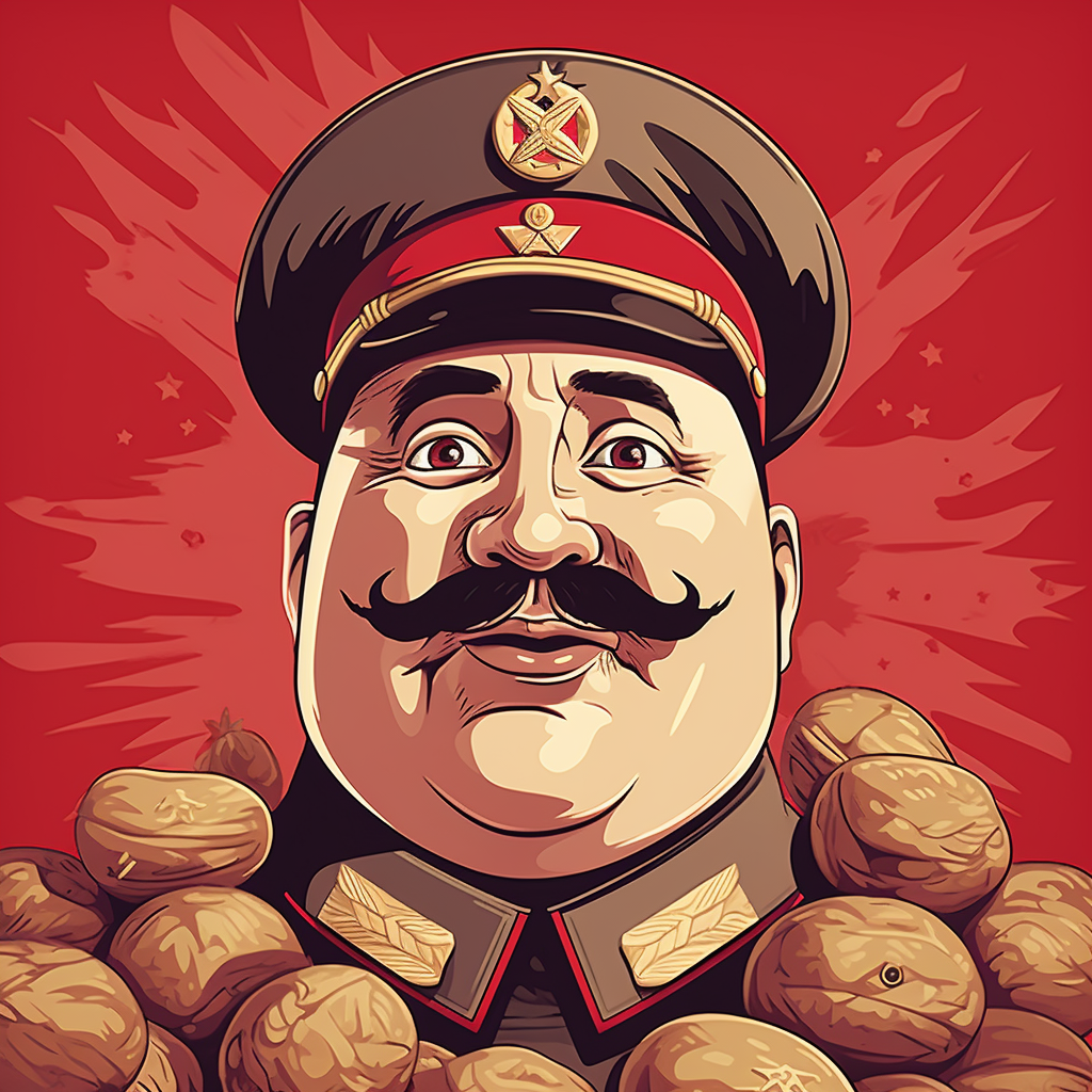 Communist potato general caricature poster