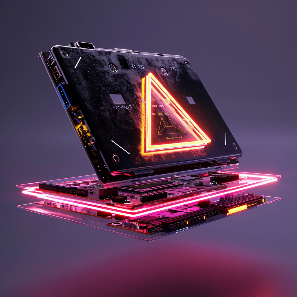 Compact Mini Computer Neon Triangle Advertisement