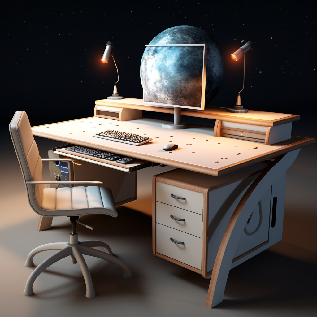 Modern company computer desk in a simple space