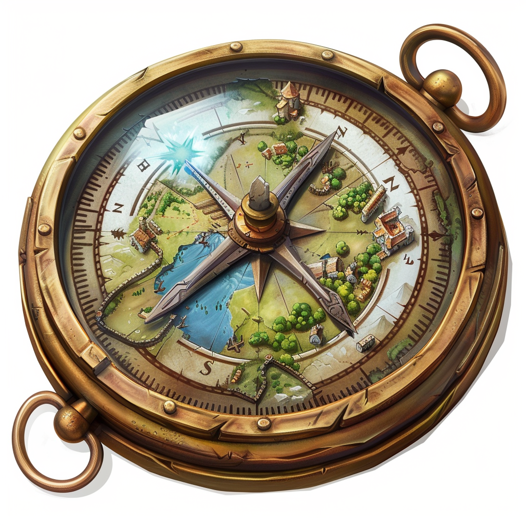 Compass icon in fantasy kingdom