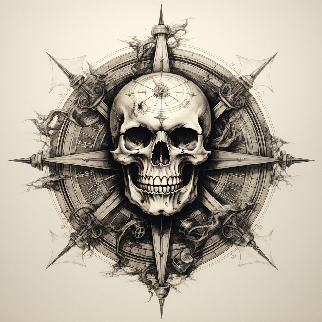 Compass Rose Skull Crossbones