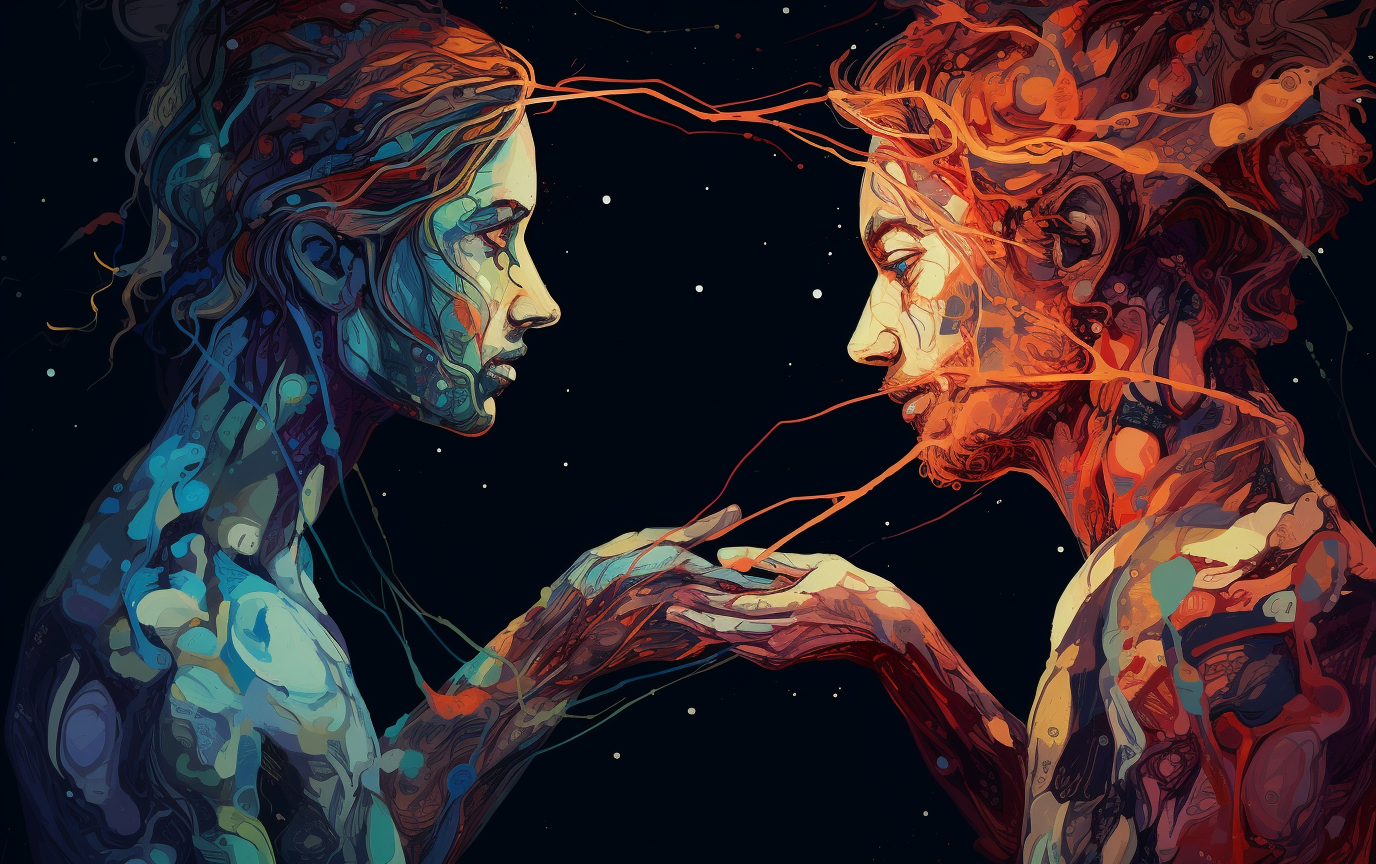 Illustration depicting compassion between two people