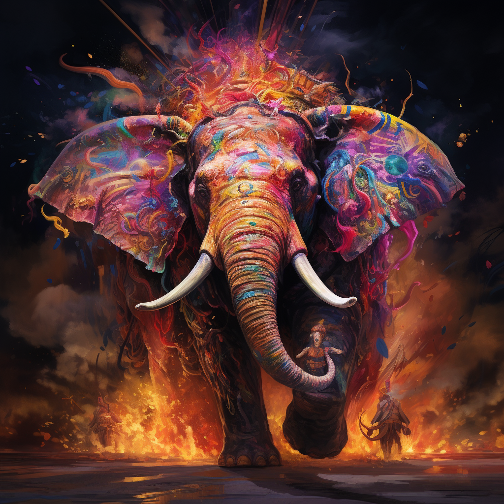 Majestic elephant showcasing flamboyant attacks