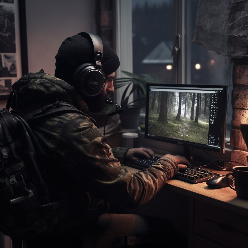 Gamer playing Tarkov, being robbed