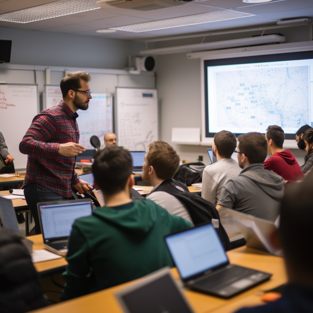 Students engaging in computer simulation models