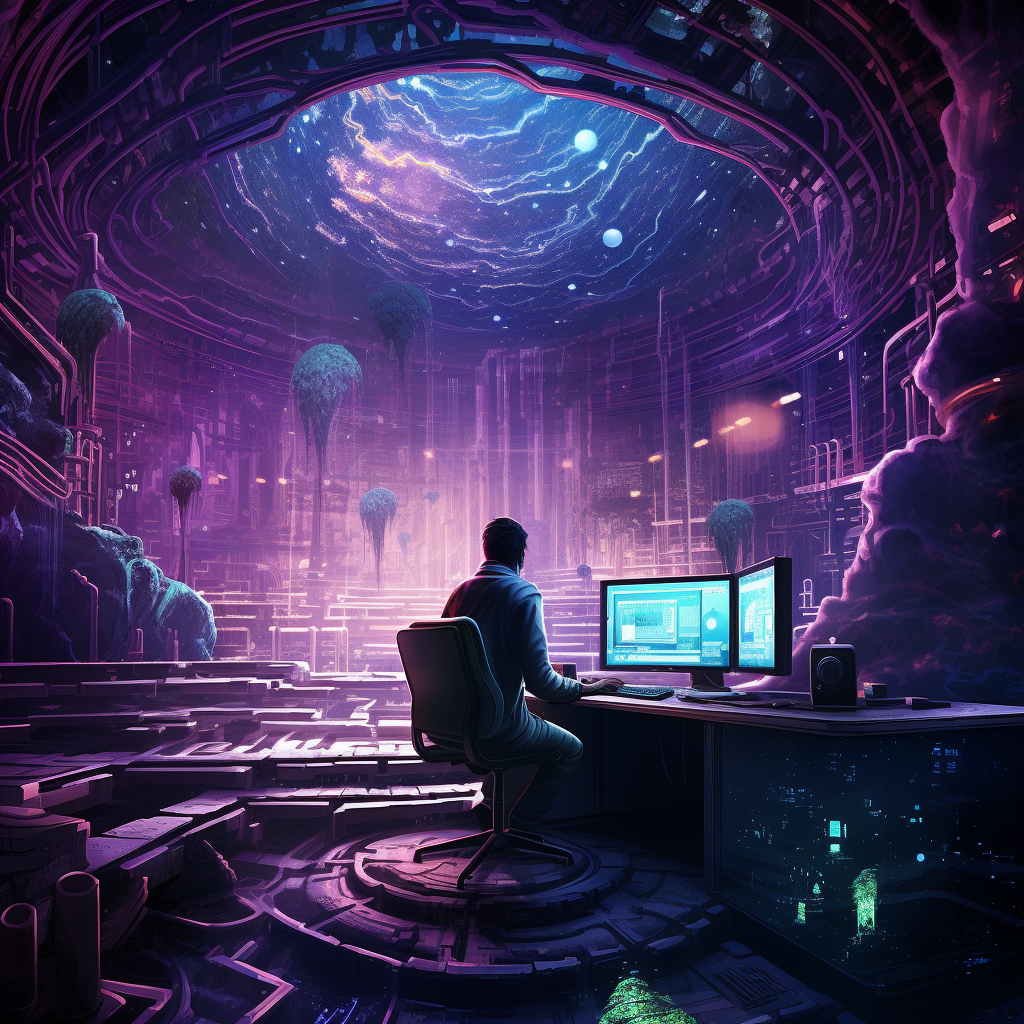 Future of the Digital World in Purple Turquoise