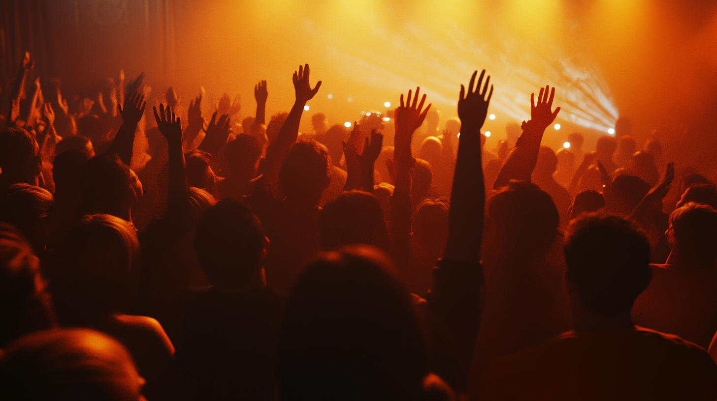 Concert with colorful wristbands