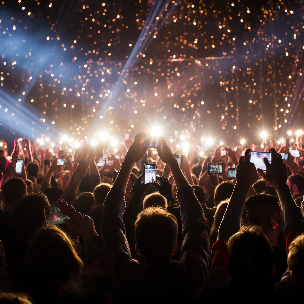 Concert fans capturing memories with flashlights