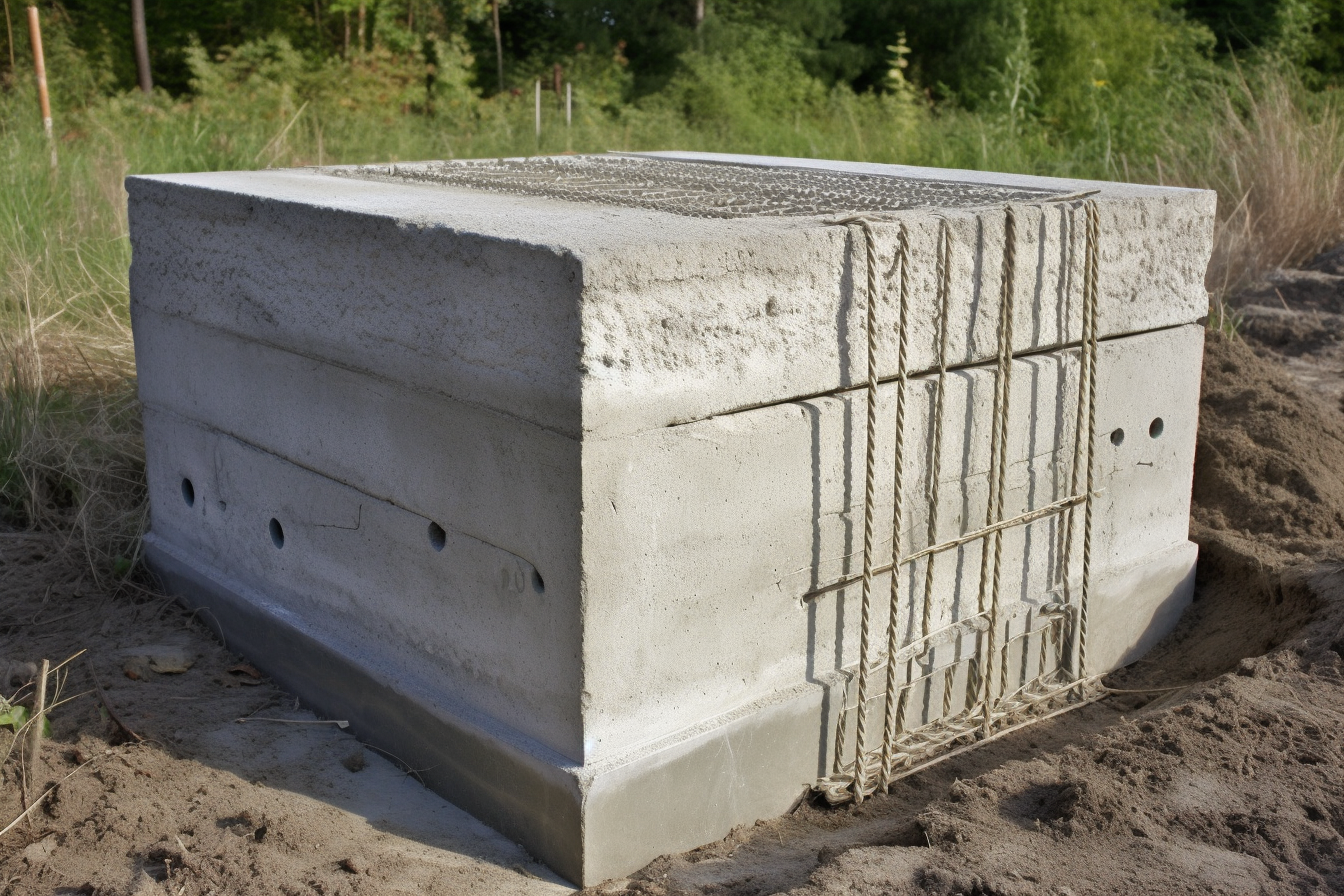 Concrete block with rebar inside.