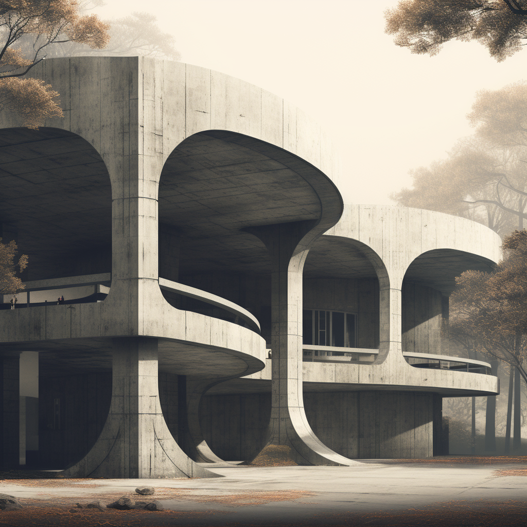 Concrete Brutalism Bridge Arch Columns