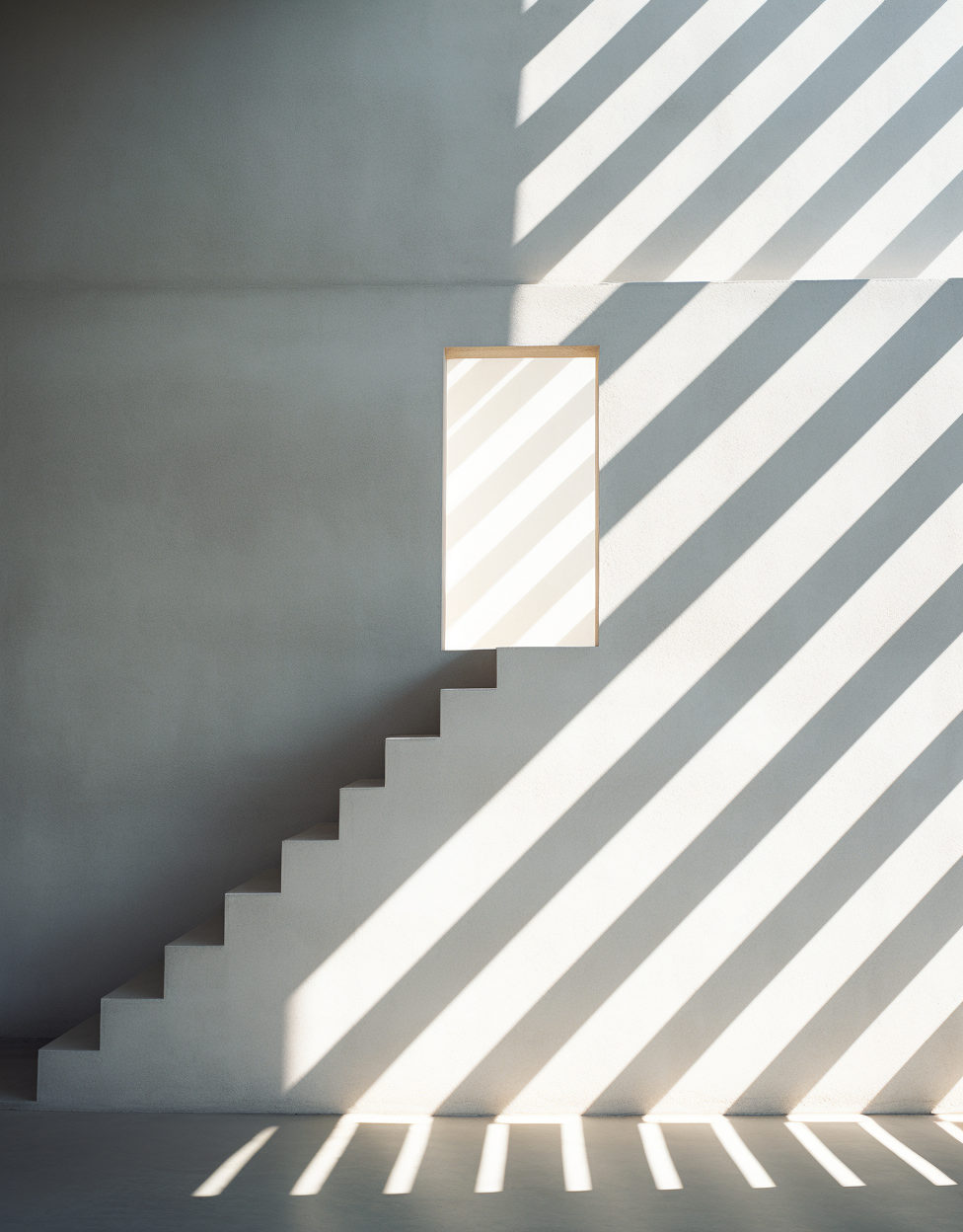 Sunlit window in a concrete building