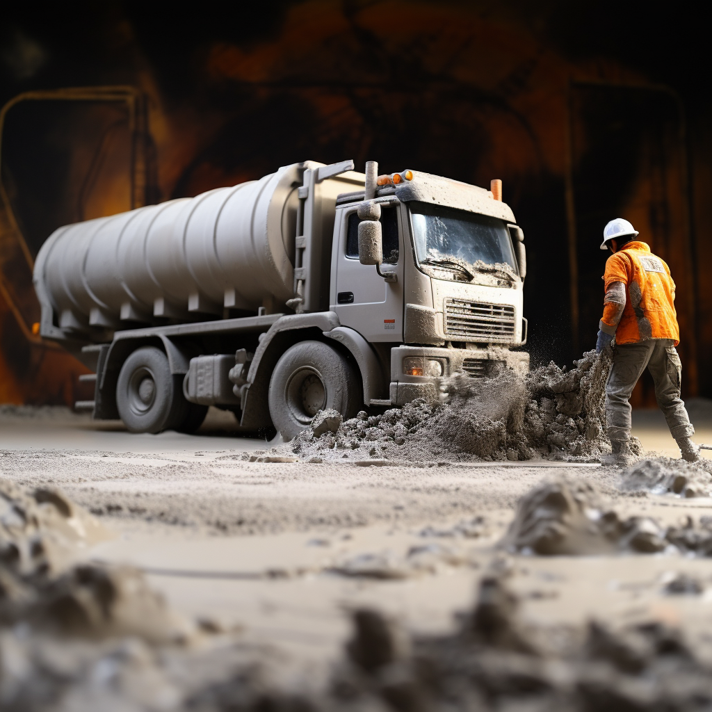 Concrete pouring on work site