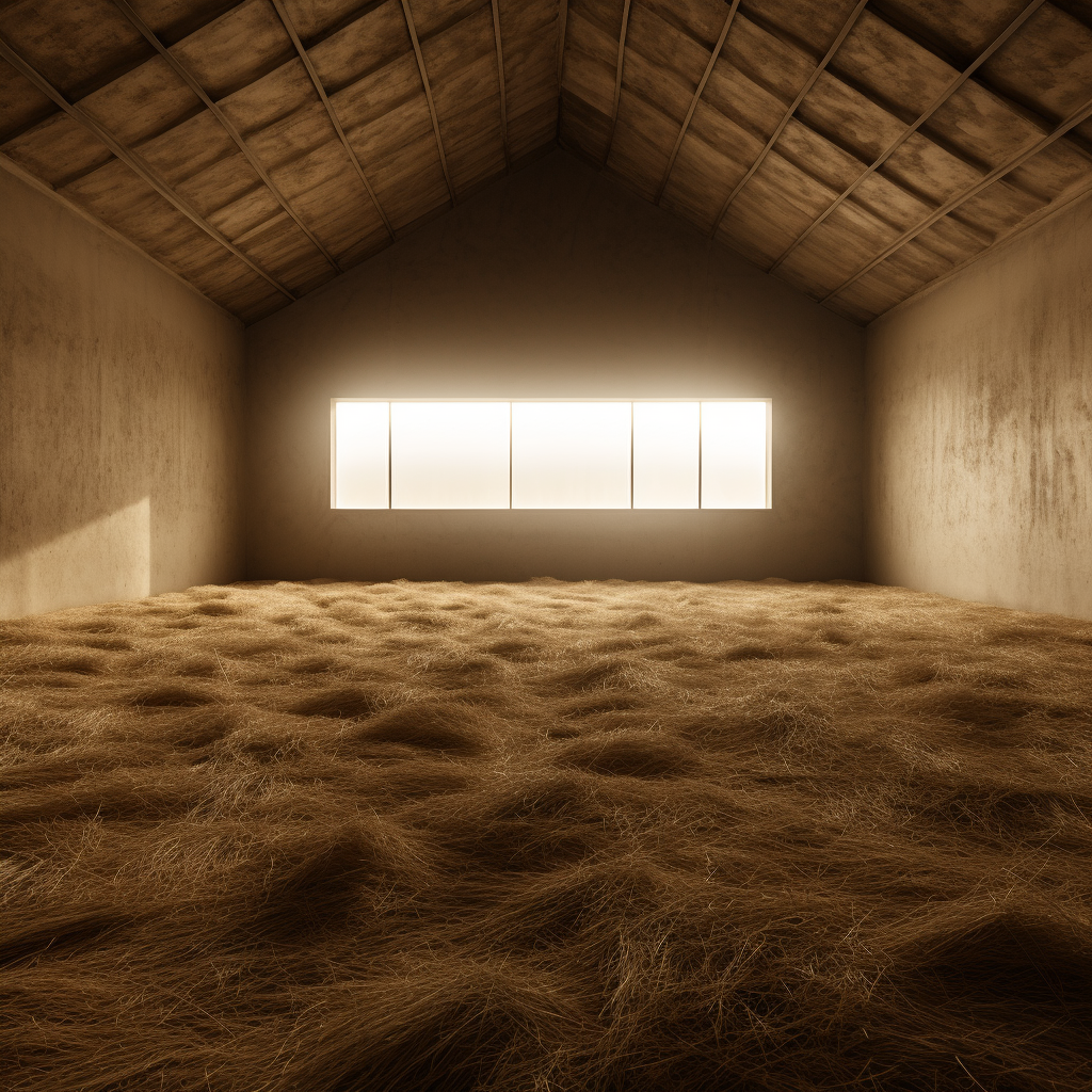 Dirty Concrete Room with Hay