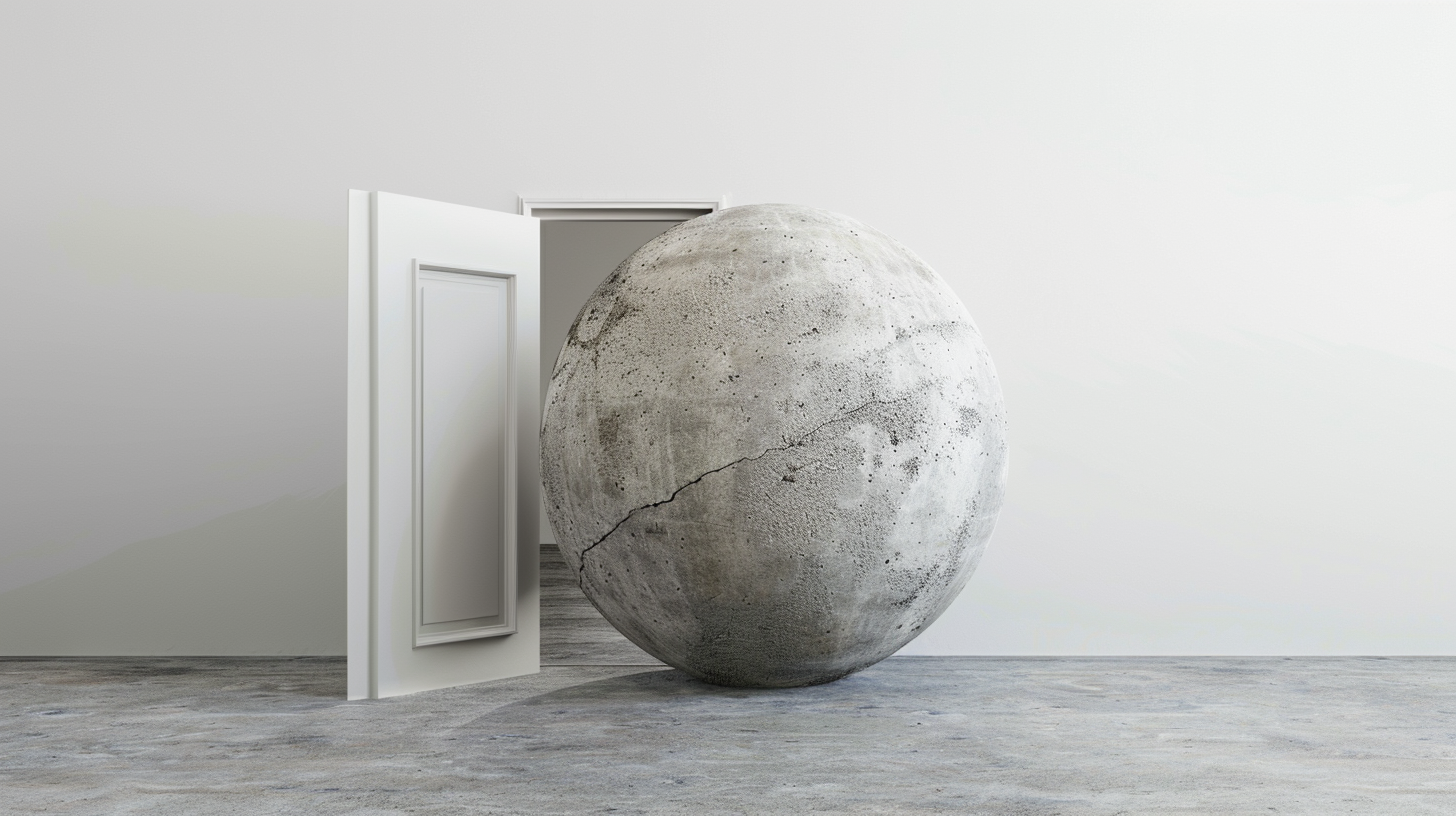 Concrete Sphere in Doorway Photo