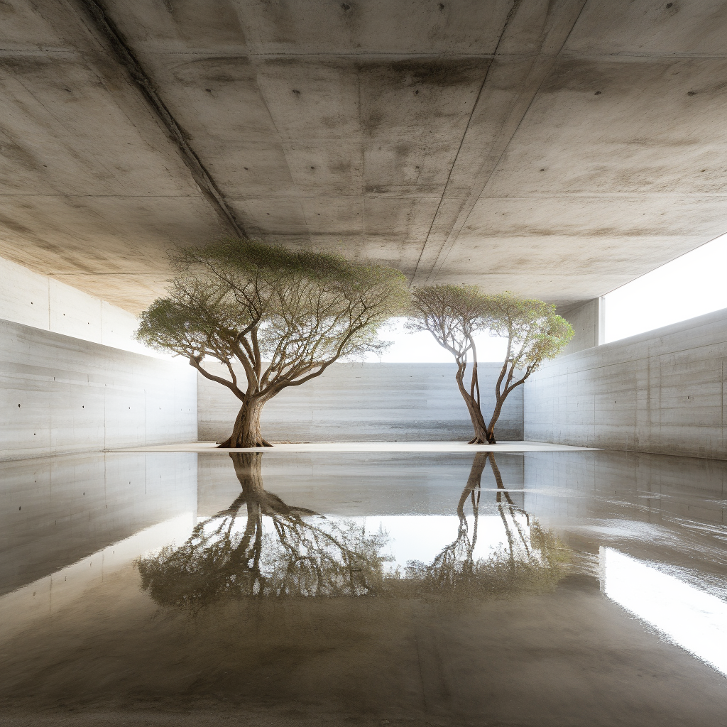 Aerial view of concrete steel sea and mangrove