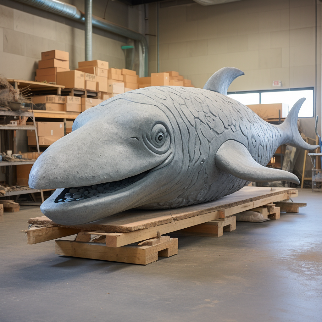 Concrete whale sculpture art