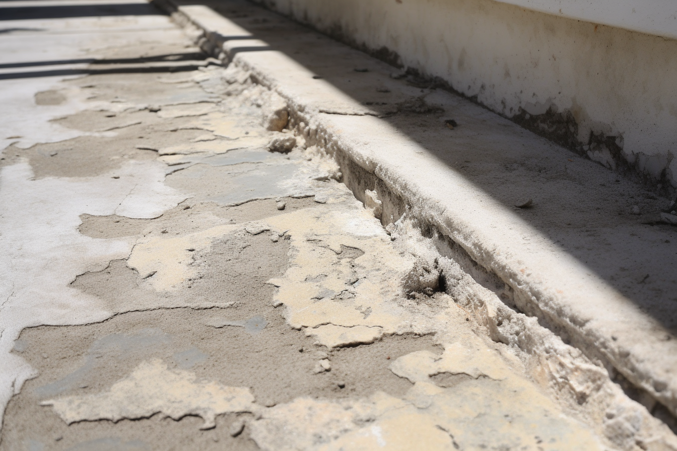 Damaged concrete with spalling