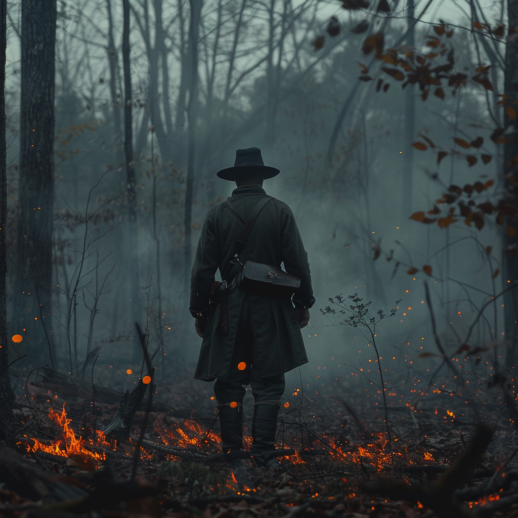 Soldier in Woods Low Light