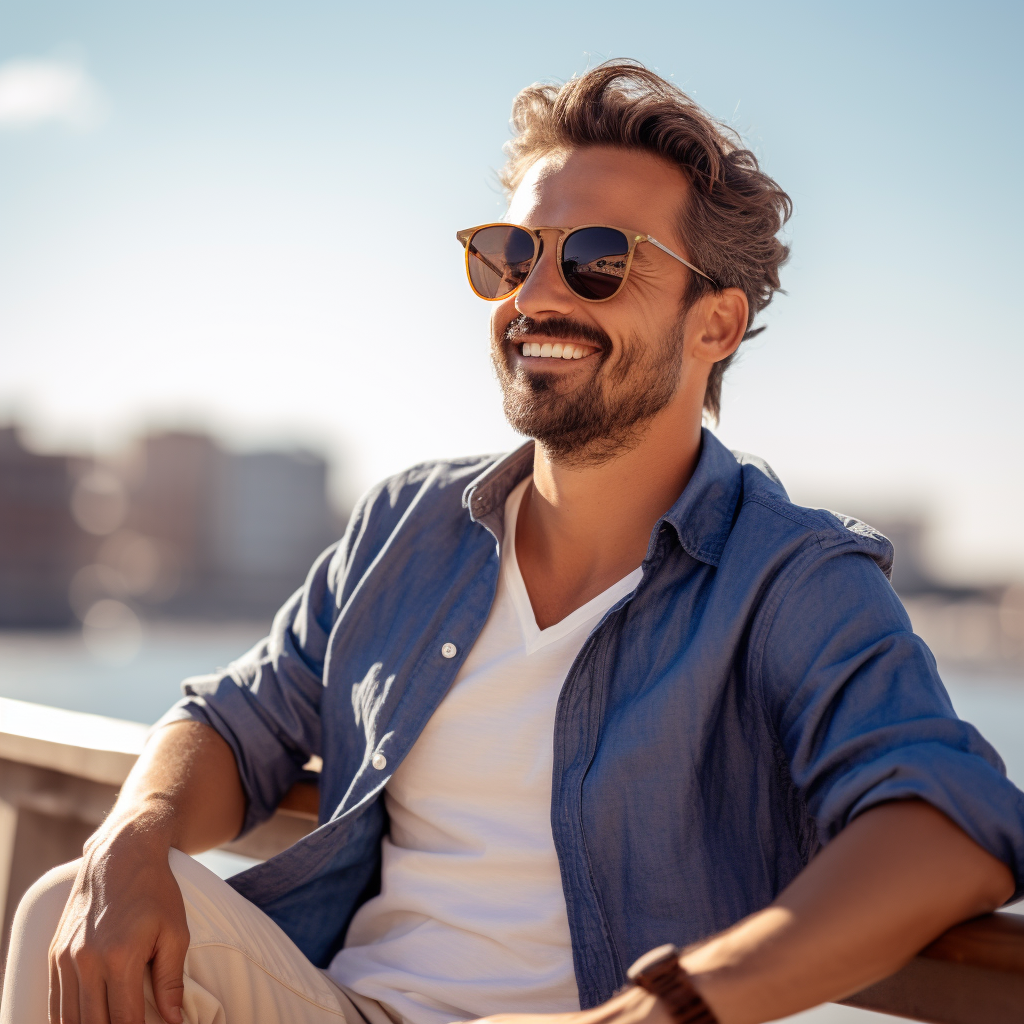 Happy man enjoying sunshine