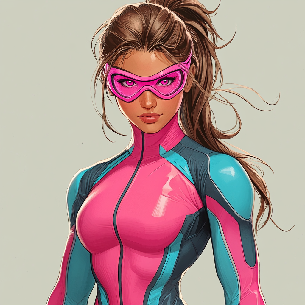 Latina superhero in pink costume