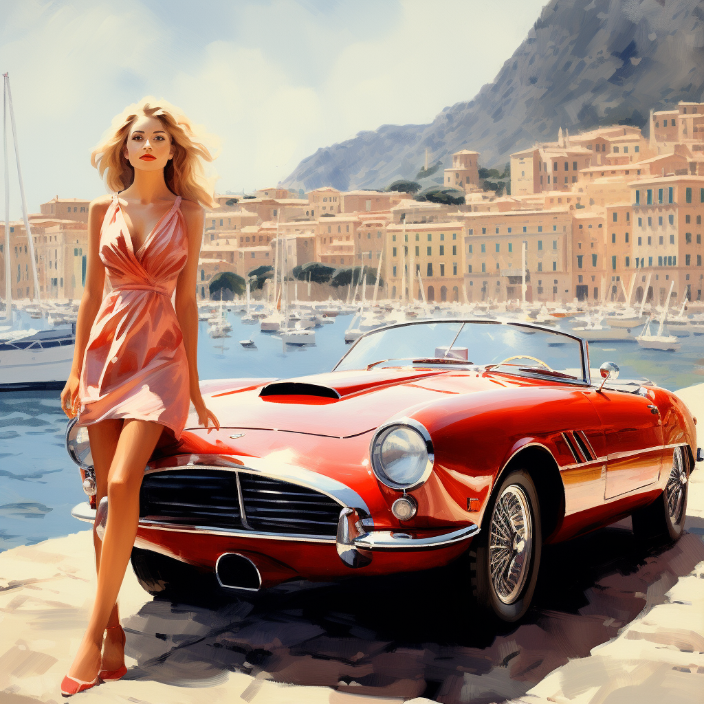 Confident Rich Lady in Italy with Ferrari