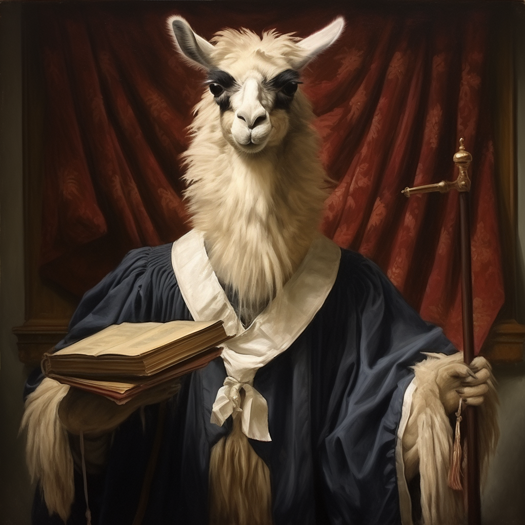 Llama Holding Constitution - 19th Century Painting