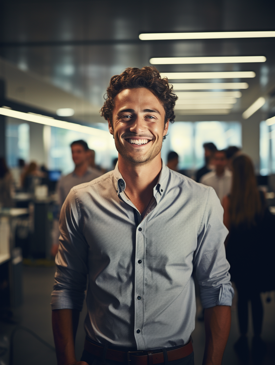 Confident young man in modern office