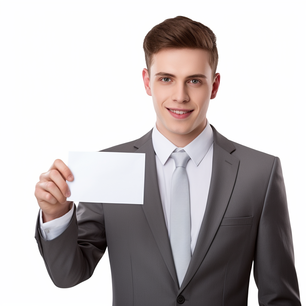 Confident businessman holding paper