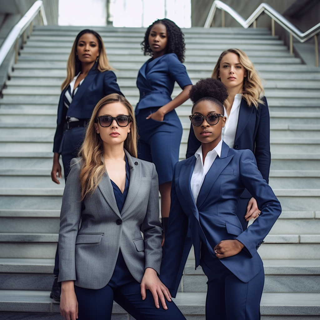 Group of confident businesswomen in stylish attire