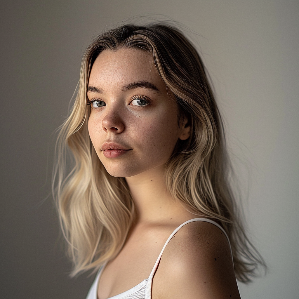 Confident female model in studio portrait