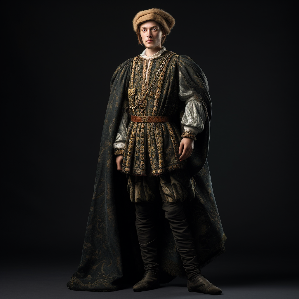 Confident pose of a 1300s fashion man