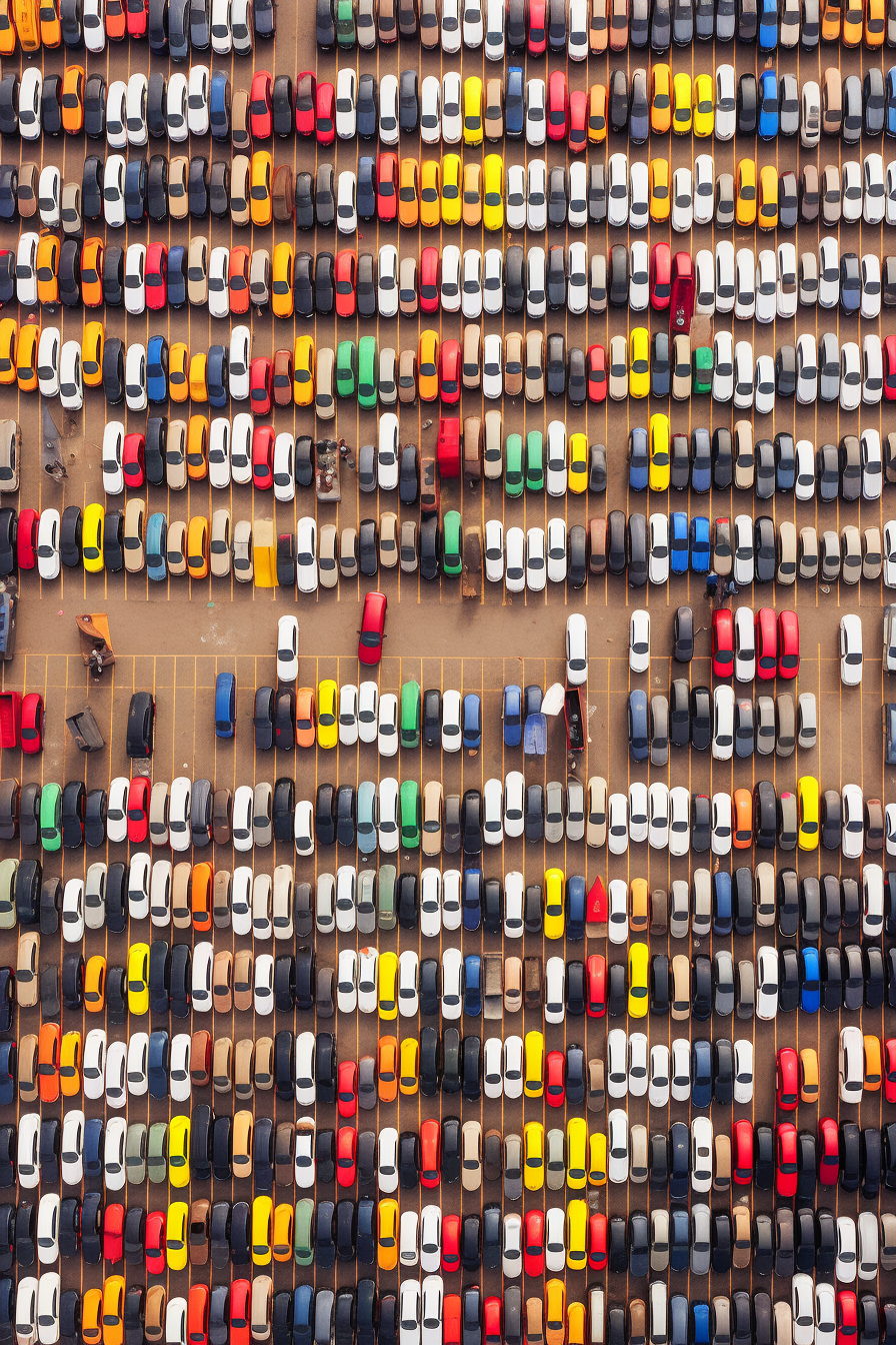 View of Congested Car Park